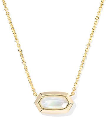 Kendra Scott Elisa Bezel Necklace- Goldtone with Ivory Mother of Pearl